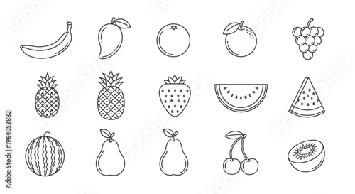 Variety of Fresh Fruit Illustrations 1.