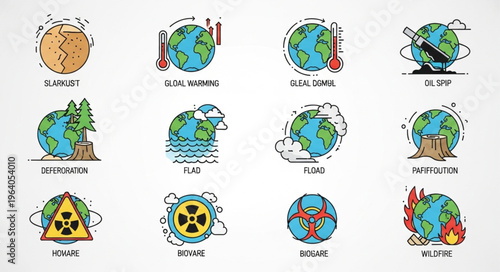 Illustrations Depicting Global Warming and Environmental Issues.