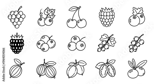 Variety of fruit icons in black 5.