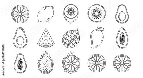 Variety of fruit icons in illustrations 4.