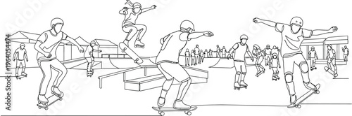 skateboarders in motion sequence