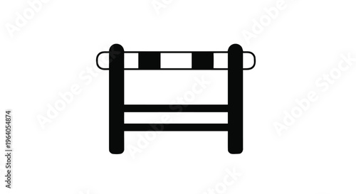 Vector illustration of road barrier icon, construction site barricade symbol