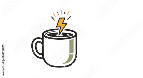 A Black Coffee Mug With a Lightning Bolt Symbolizing Energy