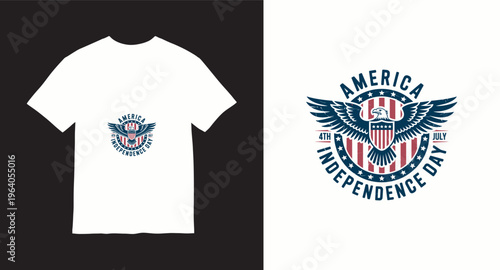 America independence day t-shirt design with eagle and usa flag elements