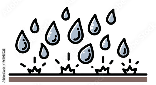 Water drops falling on surface.