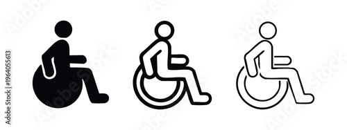 Wheelchair Accessibility Icon Set, Disability and Mobility Vector Illustrations