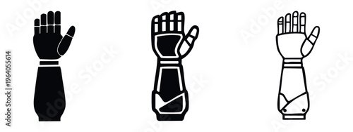 Robotic Arm and Prosthetic Hand Icon Set, Technology and Future Vector