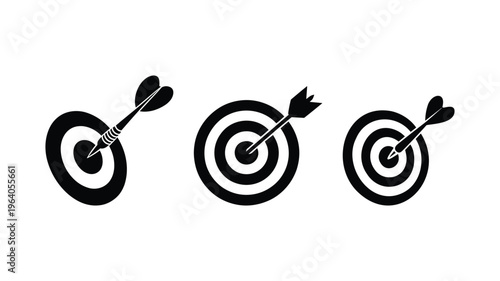 Tableau sur toile Dartboard and darts, precision and aiming in game illustration.