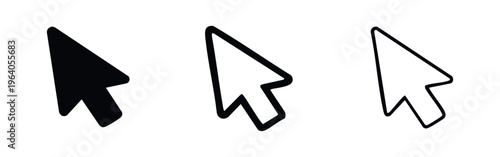 Mouse pointer or cursor icons set. Click and navigation symbols for user interface design.