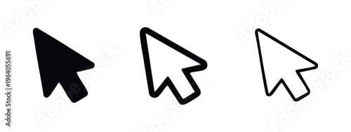 Mouse pointer or cursor icons set. Click and navigation symbols for user interface design.
