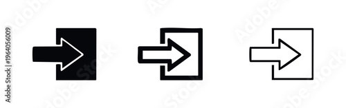 Enter or Login Icon Set with Right-Pointing Arrow