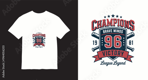 Champions brave minds victory league legend vintage t-shirt design