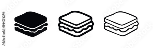 Delicious sandwich icon set in different styles. Lunch food and snack vector illustration.