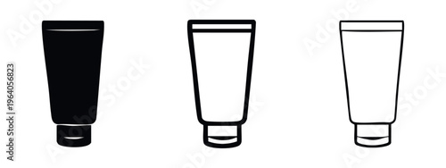 Cosmetic tube vector icon set. Cream, lotion, toothpaste or paint container symbols isolated on white background.