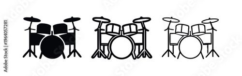 Percussion Drum Set Icon Set - Music and Entertainment Symbol