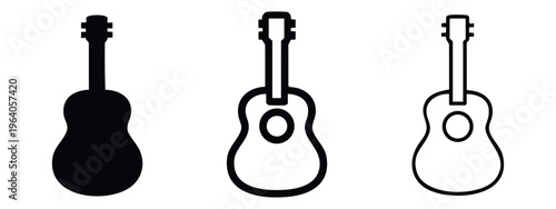 Acoustic guitar vector icon set. Musical instrument symbol for music, song, and sound.