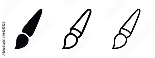 Artist's paint brush vector icon set. Creative art tool symbol for painting and design.