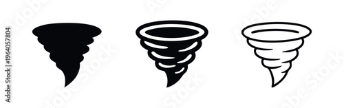 Tornado Cyclone Icons Set. Natural Disaster Swirling Wind Symbols.
