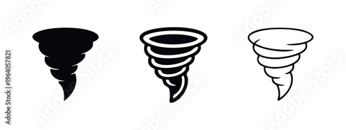Tornado Cyclone Storm Icon Set. Extreme Weather Twister Vortex Symbol of Natural Disaster