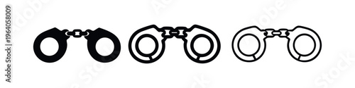 Binoculars icon set in solid and outline styles for observation, search, and exploration on white background.