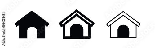 Pet House Icon Collection - Dog Kennel and Animal Home Symbols
