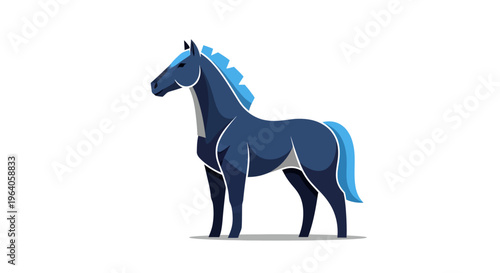 Stylized Dark Blue Horse Standing