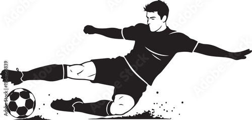 Man Kicking Soccer Ball in Air.