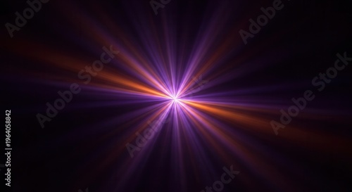 Dynamic radial burst of subtle glowing violet and orange blending perfectly within a deep cinematic black space on blacksolid background