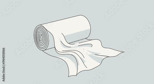 Rolled White Fabric Unfurling