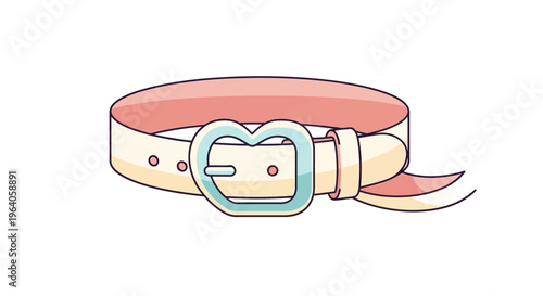 Pink and Beige Belt with Heart Buckle