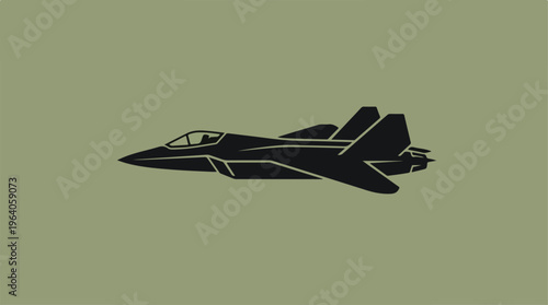 Silhouette of a modern fighter jet against a neutral background.
