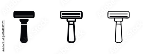 Shaving Razor Icon Set - Disposable Razor Glyph and Outline Vector Symbols for Personal Care and Grooming