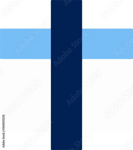 Simple cross symbol with blue and navy colors, representing faith and spirituality.