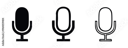 Studio Microphone Icon Set - Voice Recording and Sound Equipment Vector