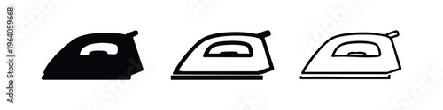 Clothes Iron Icon Set for Laundry and Household Appliances