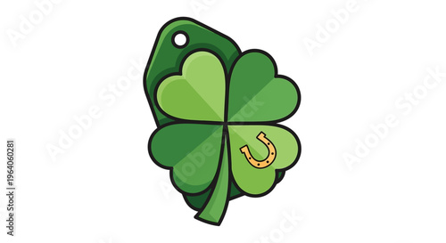 Four Leaf Clover With Horseshoe Charm