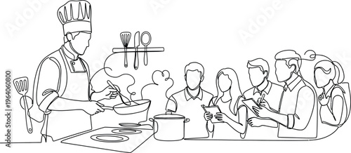 chef cooking for people in restaurant