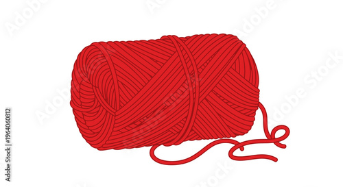 Vibrant Red Ball of Yarn