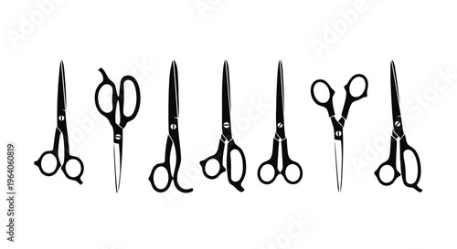 Vector illustration of set of various professional scissors