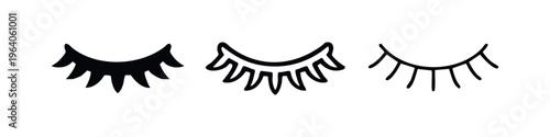 Eyelashes icon set, representing beauty and eye aesthetics in solid and outline styles.