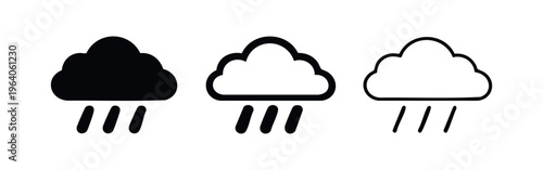 Rain cloud icon set. Weather forecast and precipitation symbols.