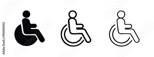 Wheelchair Accessibility Icon Set, Disability and Inclusive Symbol.