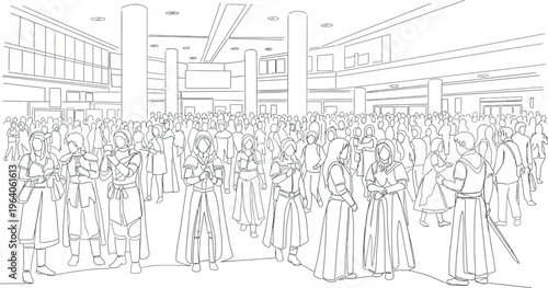 large crowd of people in a public building