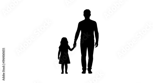 Photos Silhouette of man and little girl.