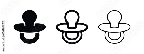 Baby Pacifier or Dummy Icon Set for Newborn Care