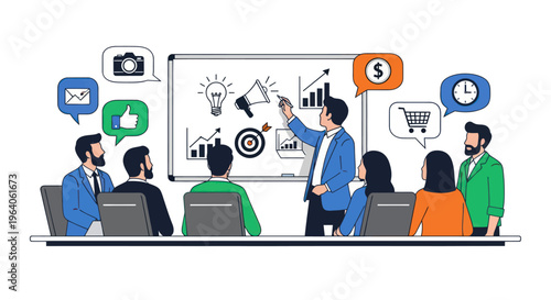 Businessman presenting to colleagues in office.