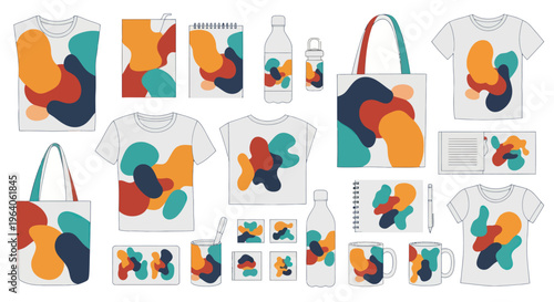 Colorful abstract design on merchandise.