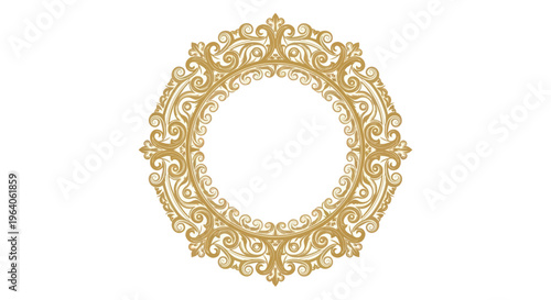 Intricate Gold Ornate Circular Frame Design.