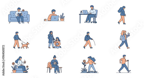 People doing various daily activities.