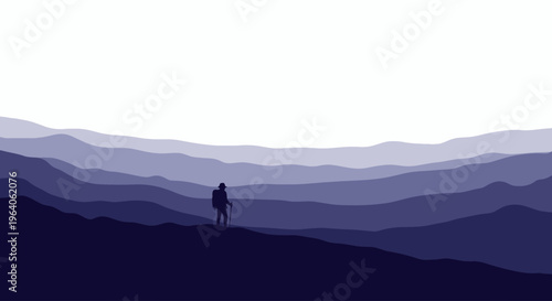 Person standing on mountain peak alone.